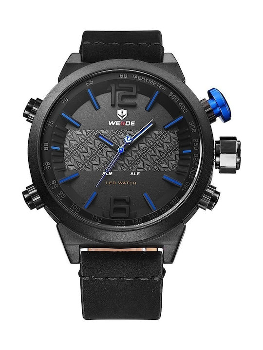 Weide Men's Watch 50mm Battery with Black Leath...
