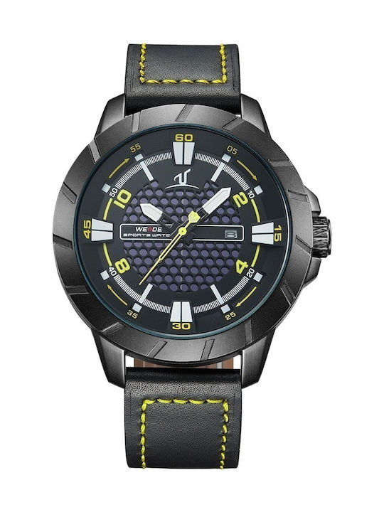 Weide Men's Watch 50mm Battery with Black Leath...
