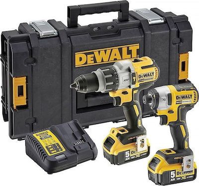 Dewalt Set Mașină de găurit cu impact & Șurubelniță cu impact 18V cu 2 baterii 5Ah și husă