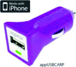 Approx Car Charger Purple Total Intensity 3.1A with Ports: 2xUSB