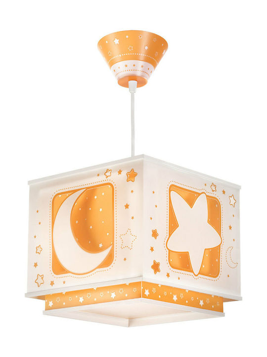 Ango Moon Orange Single Bulb Kids Lighting Pendant of Plastic with Drive Size E27 In Orange Colour