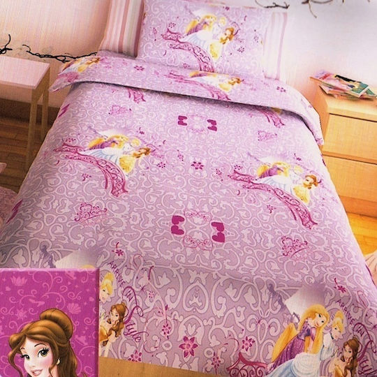 Disney Подредба Детско Юрганче Единично с Калъфка Princess Лилав 160x240cm