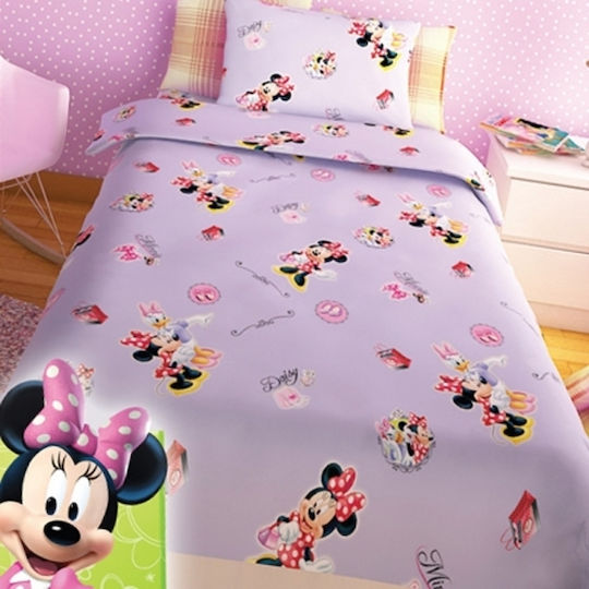Disney Подредба Детско Юрганче Единично с Калъфка Μinnie Лилав 160x240cm