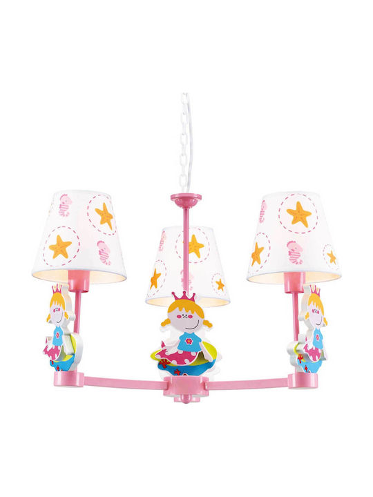 Aca Kids Fabric Chandelier Ceiling Light E14 Princess Multicolour 40W 59cm