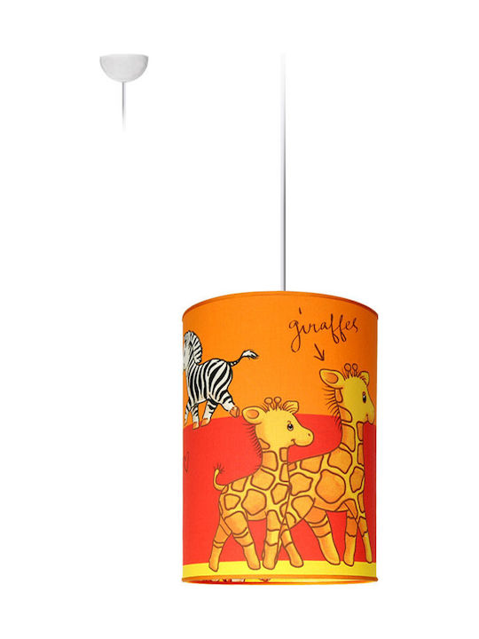 Starlight Zebră & Girafă O singură lumină Lumină de tavan pentru copii Suspendata din plastic cu suport pentru bec E27 Portocaliu 22x35cm