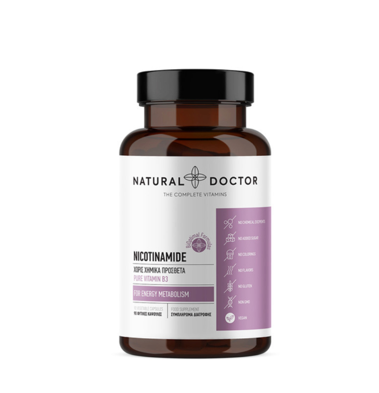 Natural Doctor Nicotinamide Βιταμίνη για την Υγεία του Νευρικού Συστήματος 500mg 90 φυτικές κάψουλες