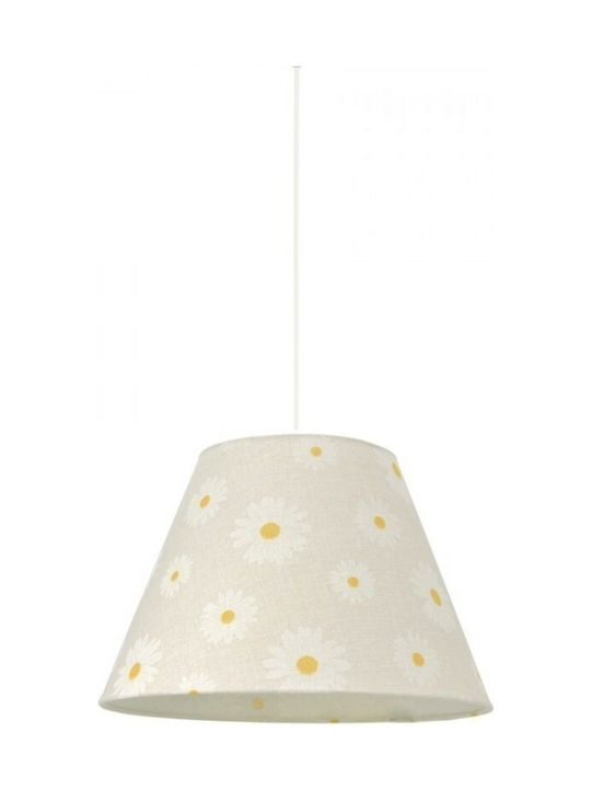 Veis Alkyone Single Bulb Kids Lighting Pendant of Fabric 60W with Drive Size E27 In Beige Colour