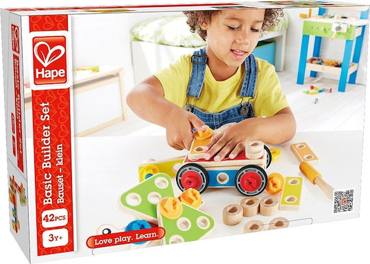 Hape Παιχνίδι Κατασκευών Ξύλινo Basic Builder Set για Παιδιά 3+ Ετών