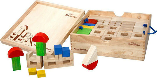 Plan Toys Τουβλάκια Κατασκευαστικό Υλικό-Mεσαίο Μέγεθος Ξύλινα για 3+ Ετών 89τμχ