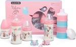 Suavinex Set aus Plastikflaschen Welcome Baby Set mit Silikonsauger für 0+, 0+ m, Monate Pink 150ml 7Stück