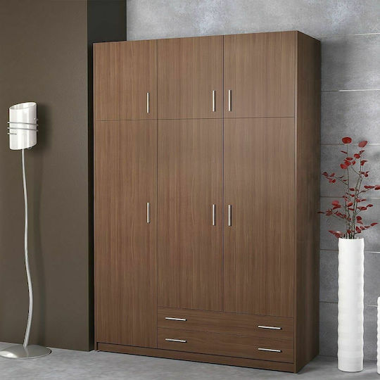 Dreifachtür Kleiderschrank No30 Walnuss mit Aufsatz 150x60x240cm