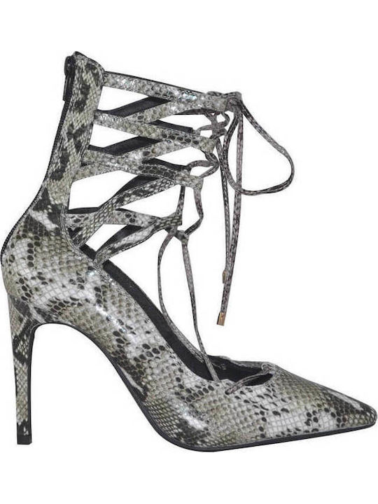 Jeffrey Campbell Suede Pointed Toe Stiletto Gray High Heels Animal Print Hierro 0101001157