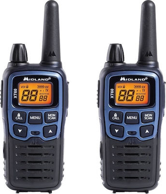 Midland XT60 PMR Wireless Transceiver with Monochrome Display Blue 2pcs