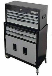 Tactix Wheeled Metallic Tool Carrier with 6 Drawers and Cabinet W60xD29xH70cm