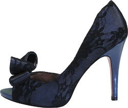 Paris Hilton Senorita Navy Peep Toe Γόβες με Τακούνι Στιλέτο Navy Μπλε