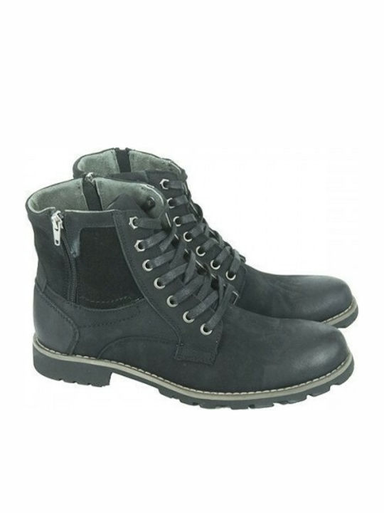 Ego Shoes Men's Leather Military Boots Black