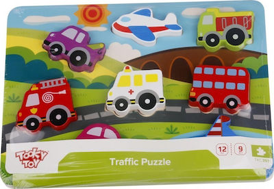 Lemnos Puzzle pentru Copii cu Îmbinări Μέσα Μεταφοράς pentru 1+ Ani 7buc Tooky Toys