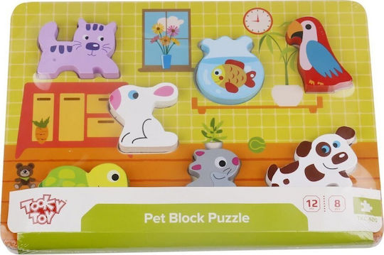 Wooden Kids Peg Puzzle Pets for 1+ Years 7pcs Tooky Toys