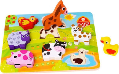 Wooden Kids Peg Puzzle Φάρμα for 1+ Years 7pcs Tooky Toys