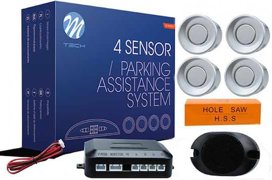 M-Tech Car Parking System with Buzzer and 4 Sensors 21.5mm in Silver Color