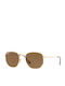 Ray Ban Hexagonal Unisex Sunglasses with Gold Metal Frame and Brown Polarized Lens RB3548N 001/57