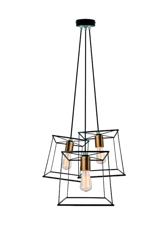 Viokef Agatha Pendant Light Three-Light for Socket E27 Black