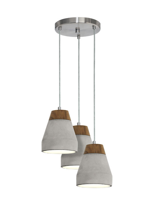 Eglo Tarega Pendant Light Three-Light for Socket E27 Gray