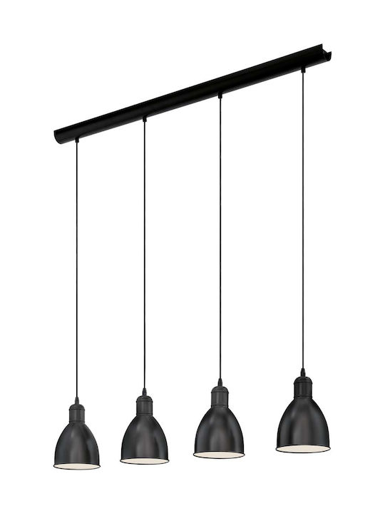 Eglo Priddy Pendant Chandelier Rail for 4 Bulbs E27 Black