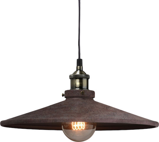 Aca Brown Bell Pendant Ceiling Light with E27 Socket 36x36cm