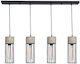 Zambelis Lights Pendant Light Black Rail for 4 Bulbs E27 105cm