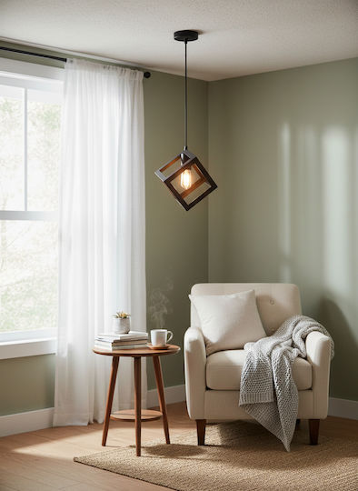 V-TAC Cube Pendant Light Black 22.5x22.5x22.5cm