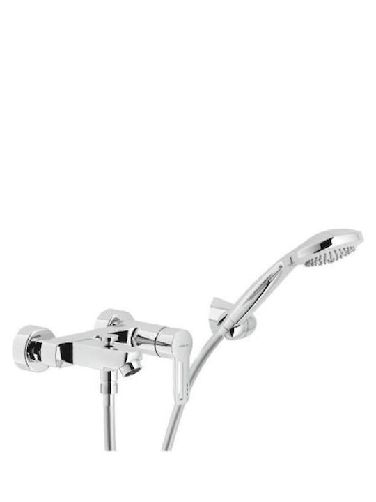 Nobili Road Mixing Bathtub Shower Faucet Complete Set Silver