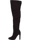 Verde Over the Knee High Heel Women's Boots with Zipper 28-0002329 Black 28-2329