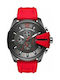 Diesel Mega Chief Battery Chronograph Watch with Rubber Strap Red