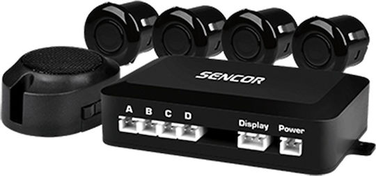 Sencor Σύστημα Παρκαρίσματος Αυτοκινήτου με Buzzer και 4 Αισθητήρες σε Μαύρο Χρώμα
