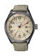Citizen Herrenuhr 43mm Eco - Antrieb mit Beige Stoffarmband
