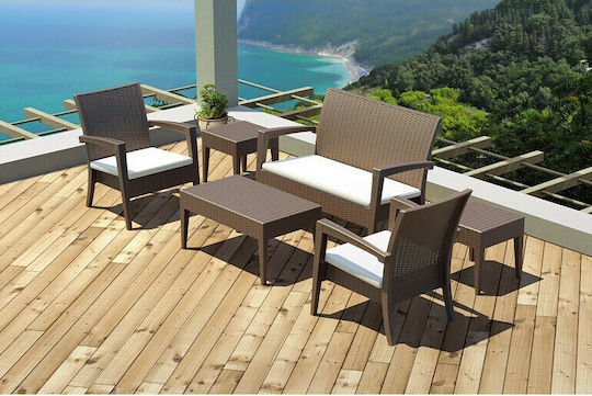 Miami Sitting Room Outdoor Free Standing Rattan Table Brown 92x53x45cm