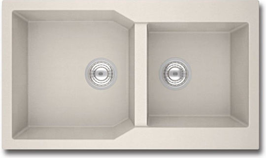 Gloria Piena 30-8804 Drop-In Chiuvetă din Granit Sintetic L86xW50cm Alb