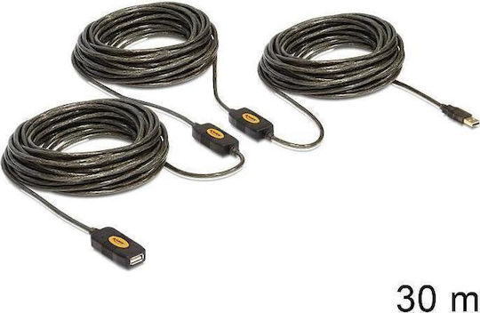 DeLock USB 2.0 Cable USB-A female - USB-A female Μαύρο 30m 83453