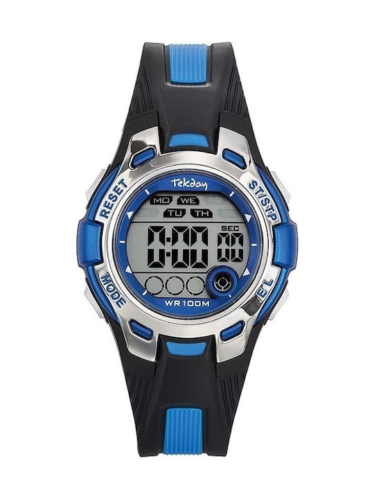 Digital Herrenuhr 37mm Chronograph Batterie mit Schwarz Kautschukarmband