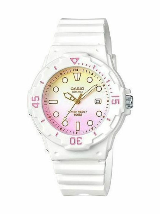 Casio Damen Uhr mit Weiß Kautschukarmband
