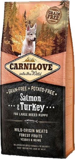 Carnilove Salmon & Turkey Puppy Large 12kg Dry Food Grain-Free for Large Breed Puppies with Turkey and Salmon