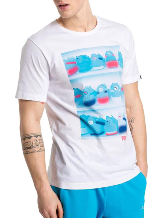 Puma Sneaker Photo Tee T-shirt Bărbătesc cu Mânecă Scurtă Alb