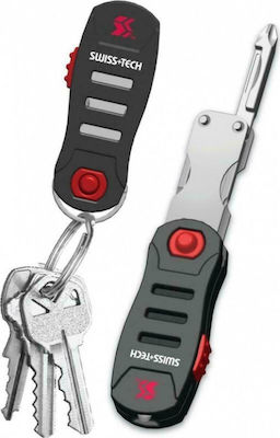 Swiss Tech Transformer Multi-tool Keychain Black with Blade made of Stainless Steel