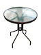 001 Outdoor Dinner Free Standing Table with Glass Surface and Metal Frame Brown 60x60x72cm