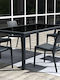 Tahiti Outdoor Dinner Free Standing Table with Glass Surface and Rattan Frame Gray 180x94x75cm