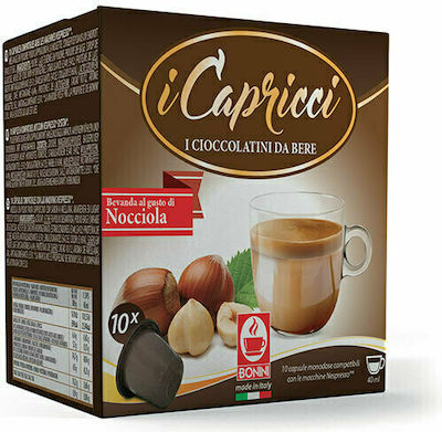 Tiziano Bonini Capricci Nocciola Chocolate Capsule Compatible with  Nespresso Machines 10pcs