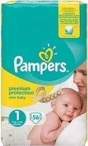 Pampers New Baby No 1 (2-5Kg) 56 τμχ