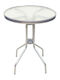 TAB-70 Outdoor Table for Small Spaces with Glass Surface and Metal Frame Silver 70x70x72cm