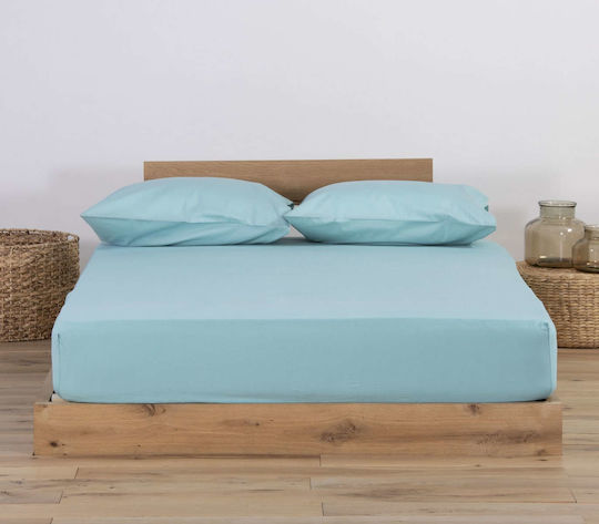 Nef-Nef Homeware Jersey Μονό 100x200+30εκ. με Λάστιχο 1019 Aqua